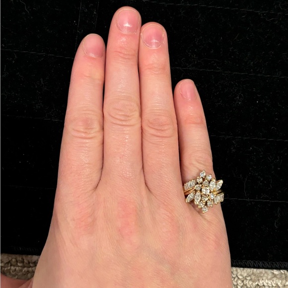 Size 5 14k yellow gold diamond cluster ring, 1.15ct total, APPRAISED - Picture 10 of 14